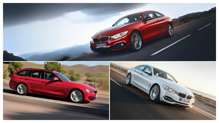 bmw 3 series touring, 4 series coupe and 4 series Gran Coupe collage