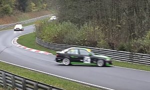 BMW 3 Series Gets Ruined in Nurburgring Crash, Hits the Barrier Twice