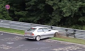 BMW 3 Series Has Close Shave Nurburgring Crash, Driver Puts Up a Fight