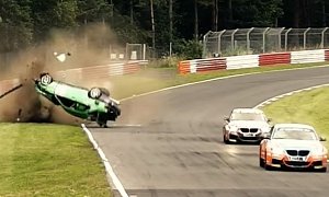 BMW 3 Series Racecar Nurburgring Rollover Crash Looks like a Failed Movie Stunt