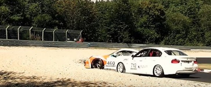 BMW 3 Series Takes Out Porsche Cayman: Nurburgring crash