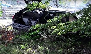 BMW 5 Series Has Extreme Nurburgring Crash in Schwedenkreuz, Lands in the Woods