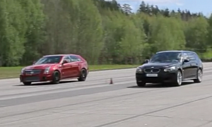 BMW E61 M5 Touring Drag Racing a Cadillac CTS-V Wagon Has Unexpected Outcome