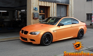 BMW E92 M3 Goes from Metallic Grey to Sunrise Matte Orange