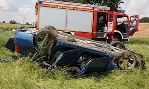 BMW F10 M5 Crashes in Germany, Takes Grass with It