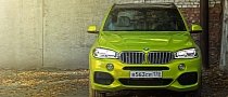 BMW F15 X5 Wrapped in Electric Lime Vinyl in Russia
