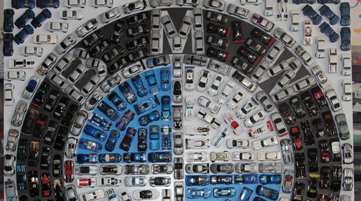 BMW Roundel made out of 320 Hot Wheels Cars
