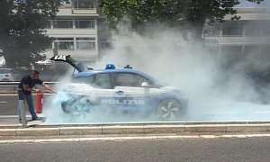 BMW i3 Police Car Catches Fire in Rome, Bad News for the LAPD