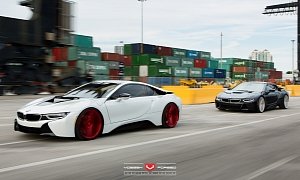 BMW i8 Duo Drift on Vossen Forged Wheels in Miami