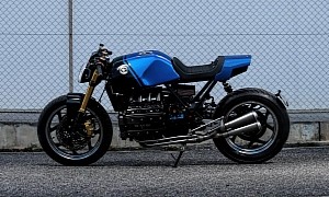 BMW K 100 Blue Moon Has Futuristic Cafe Racer Cues Well-Suited to Its Sharp Angles
