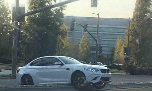 BMW M2 Driver Crashes His Car in California, Gets Stuck on Median