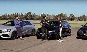 BMW M2 Wins Track Battle With RS3 and A45, Celebrates on Skid Pad
