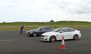 BMW M3 Competition Package vs. M4 GTS Drag Race Is Top Gear Suspense