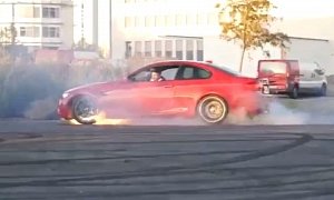 BMW M3 Driver Blows Engine while Doing Donuts, Flames Show Up