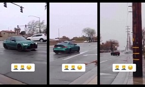 BMW M3 Powerslides Into Pole, Making Mustang Owners Proud in Face-Palm Crash