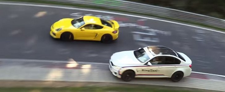 BMW M3 Ring Taxi Driver Overtakes Porsche Cayman GT4