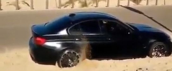 BMW M3 Stuck in Sand at Guincho Beach, Portugal