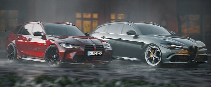 BMW M3 Touring vs. Alfa Giulia QV Wagon rendering 