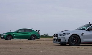 BMW M4 CSL Drag Races Alfa Romeo Giulia GTA in Lightweight 6-Cylinder Head to Head Battle