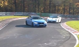 BMW M4 Driver Shows Off in Front of Ferrari 458, Nearly Loses it