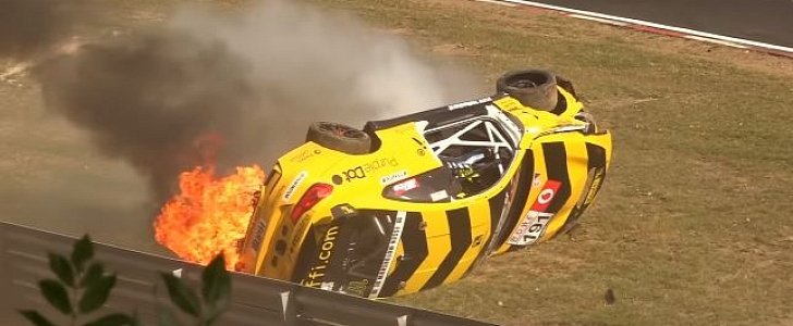 BMW M4 GT4 Burns with Driver Trapped Inside on Nurburgring