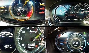 BMW M5, AMG E63 S, Panamera Turbo S and Cadillac CTS-V Race to 300 KM/H