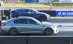 BMW M5 and Audi RS 7 Drag Tesla Model 3 and X, Don’t Even Win the Sound Award