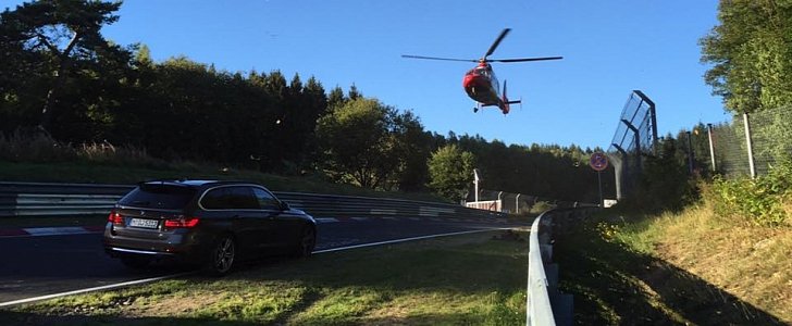 Medical helicopter on Nurburgring crash site