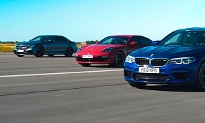 BMW M5, Mercedes-AMG E63 S and Panamera Turbo Drag Race Once Again