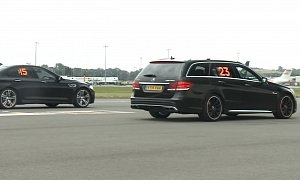 BMW M5 Takes Down Mercedes-Benz E63 AMG S Estate on the Drag Strip