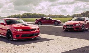BMW M6, Camaro Z/28 and GT-R Burn Some Serious Rubber on the Top Gear Track