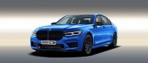 BMW M7 Returns as Rendering With Extra-Large Black Grille