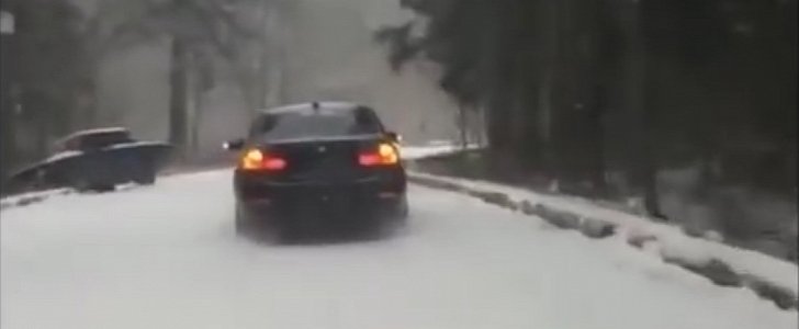 BMW plays in the snow at the expense of others