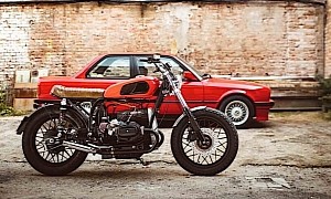 BMW R65 Nitrus Tracker With Two Wheels Looks Best Next to a BMW E30 With Four
