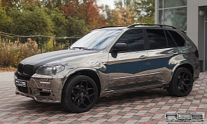BMW X5 Gets Chrome Wrap and Hamann Goodies in Russia