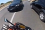 BMW X5 Hits Motorbike - Rider Doesn’t Fall!