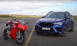 BMW X5 M Drag Races Ducati Panigale V4 S in the Most Hopeless Contest Ever