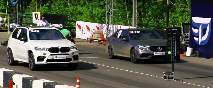 BMW X5 M vs. Mercedes E63 AMG vs. C63 AMG: 750 HP Monsters Drag Race
