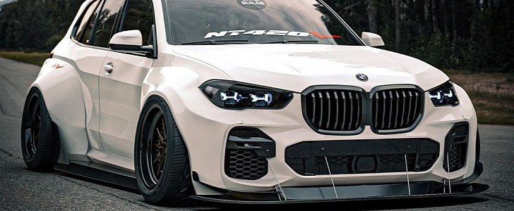 BMW X5 Wide Boy Rendering Looks Like a White Hulk - autoevolution
