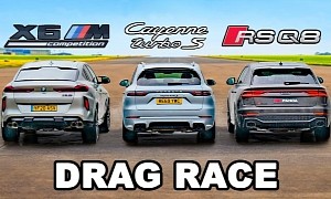 BMW X6 M "Monsters" Audi RS Q8 and Porsche Cayenne Turbo S in Drag Race