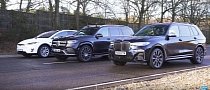 BMW X7 Drag Races Mercedes GLS and Tesla Model X in Battle of the Bulge