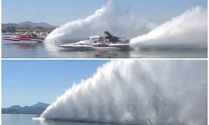 Boat Dragsters Taking Off Rival a Storm