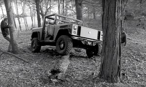 Bollinger B1 Off-Road Outing Has Punk Rock, Chainsaws, and Falling Trees