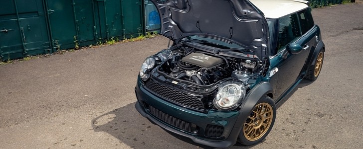 Vini the Powerflex V8 MINI is an R56 Cooper S with BMW S65 V8 swap for Goodwood FoS 