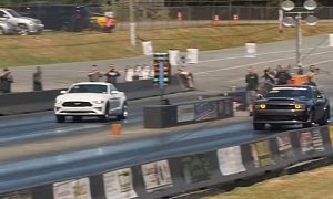 Boosted 2018 Ford Mustang GT Drag Races Dodge Demon, Humiliation Takes Place