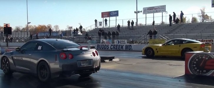Boosted Nissan GT-R vs Chevrolet Corvette ZR1 Drag Race