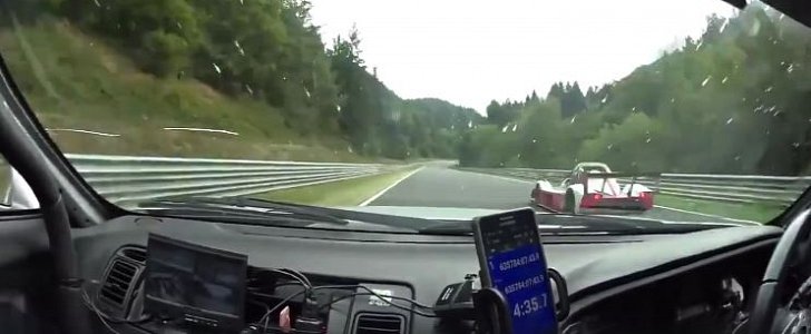 Boosted Toyota Supra Chases Radical in Nurburgring Traffic