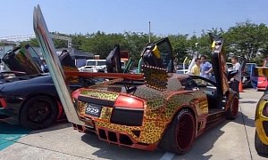 Bosozoku Lamborghini Has Leopard Wrap and Takeyari Bamboo Spear Exhaust