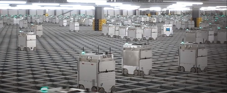 Ocado warehouse robots