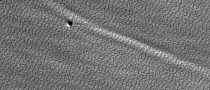 Bow-Shaped Bright Streak at Martian South Pole Is a Double Alien Mystery
